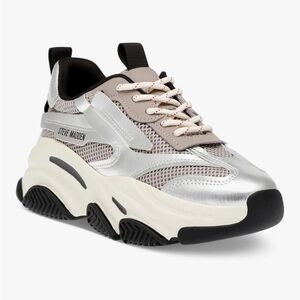 Steve Madden Silver Black Fashion Sneakers